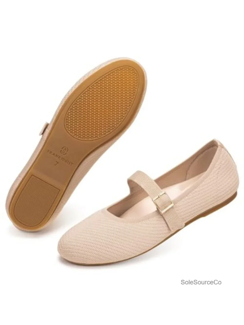 Washable Knitted Fabric Mary Jane Flats Comfortable Slip On Work Ballet Shoes
